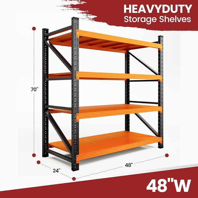 48" Wide Storage Shelves, 2000LBS Garage Shelving Heavy Duty, Standing Shelf - Image 3