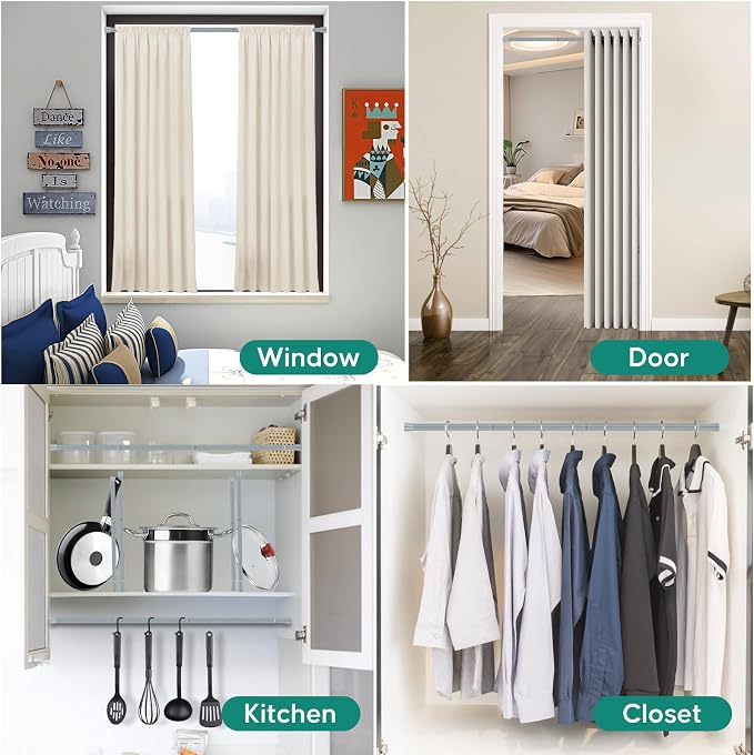 Silver Grey Adjustable Shower Curtain Rod 28-64 Inches 1pc, 7/8" Diameter - Image 6
