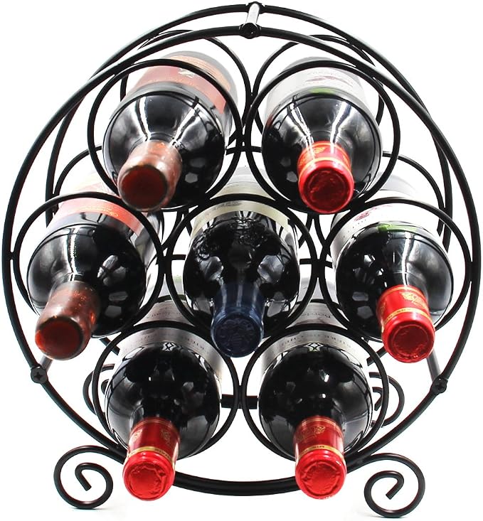 PAG 7 Bottles Freestanding Countertop Wine Rack, Metal Small Table Top Wine Rack - Image 2