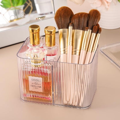 Tbestmax Qtip Holder Dispenser 3-Section Clear Bathroom Organizer Jar 3 Grids - Image 7