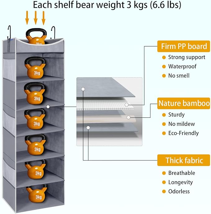 6-Shelf Hanging Closet Organizer and Storage - Image 3