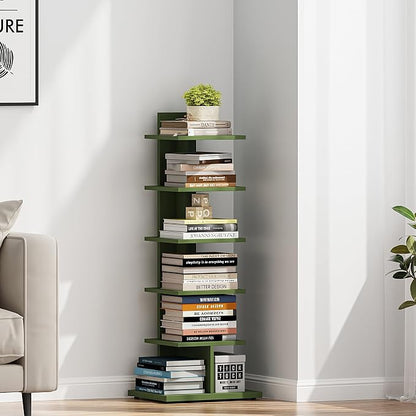 TUTOTAK Book Shelf, Narrow Spine Bookshelf, 6-Tier Bookcase - Image 4