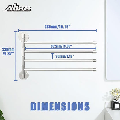 Alise 4 Arm Swivel Towel Rack, Swivel Towel Bar Brushed Nickel, 13.86 Inch | - Image 6