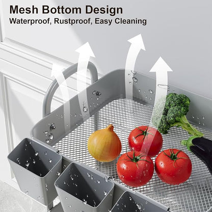 3 Tier Gray Metal Rolling Cart, Mesh Storage Cart - Image 7