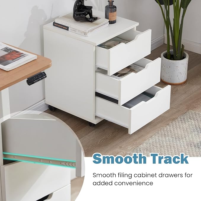 Farini Mobile File Cabinet for Home Office, 3 Drawer Chest Wood, Drawers Unit - Image 4