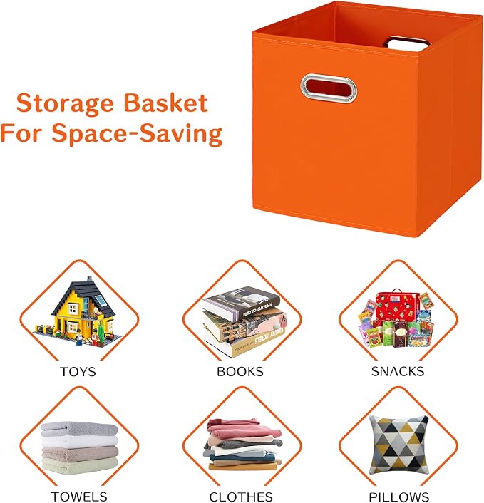 Black Fabric Cubby Storage Bins, Cube Organizer Bin Foldable Storage Boxes - Image 6