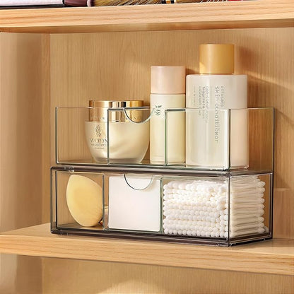 PAVSTINE Medicine Cabinet Organizer 2 Pack, Stackable Storage Drawers by PAVSTINE