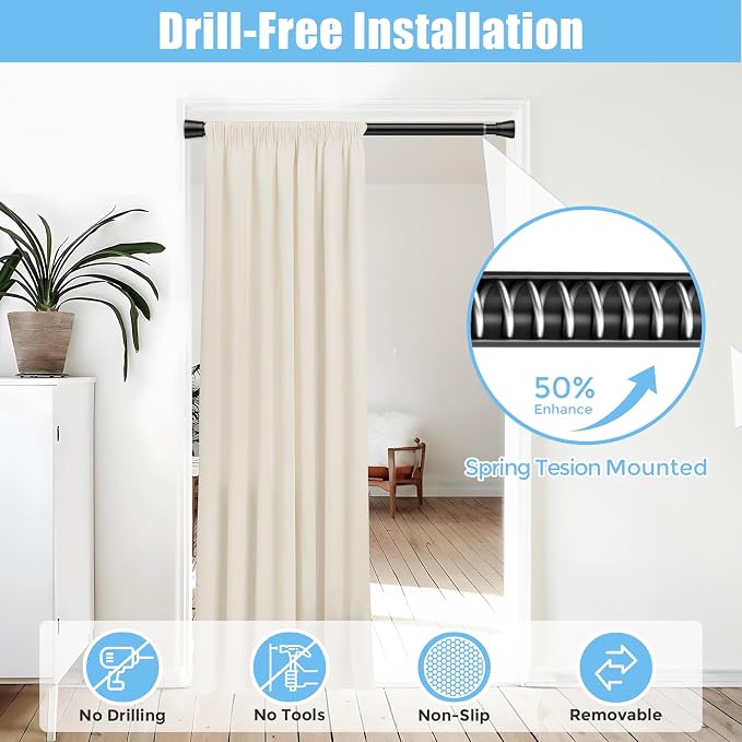 AIZESI Tension Shower Curtain Rod 30-64 Inch No Drilling Adjustable, No Slip - Image 5