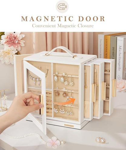 Homde Christmas Gifts Jewelry Box 360° Rotating, Necklace Earring Organizer - Image 7