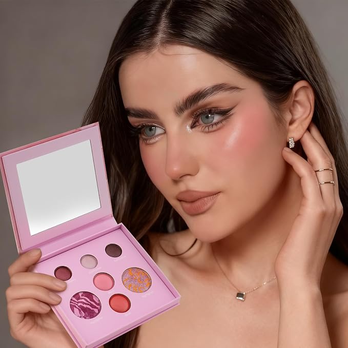 Color Nymph Face Makeup Palette, Glow & Matte Baked Trio Palettes -Highlighters - Image 6