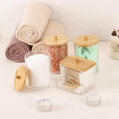 Tbestmax 4 Pack Qtip Holder Bathroom Container, 10/7oz Cotton Ball Cotton Swabs - Image 4