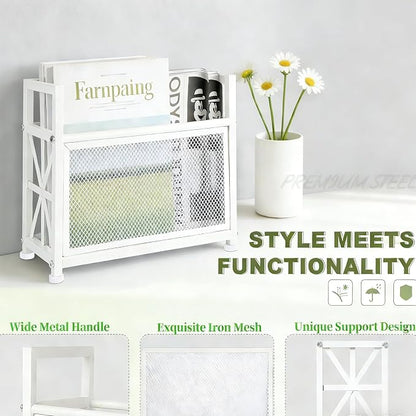 White Magazine Holder, Magazine File Holder | Magazine Rack Floor Magazine - Image 3