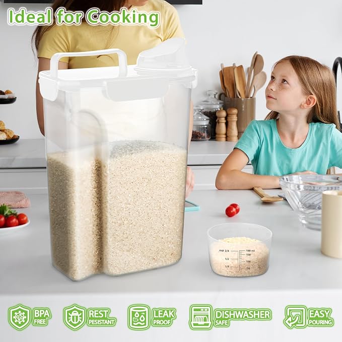 Rice Storage Container, 5 to 10lb Dry Food Airtight Dispenser, Pet Dog Cat Food - Image 5