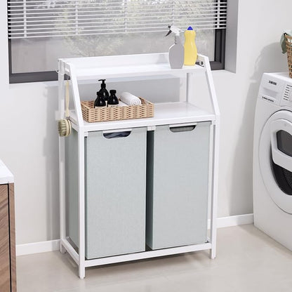 Laundry Hamper, Laundry Sorter 2 Section, Rolling Laundry Basket - Image 9
