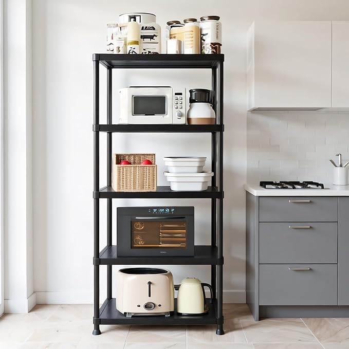 Plastic Storage Shelves, 70.2" H x 12" D x 24" W Plastic Shelves - Image 2