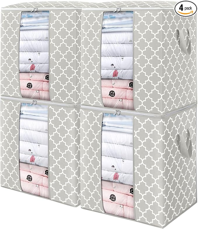 WISELIFE Storage Bags 4 Pack/100L Large Blanket Clothes Organization and by WiseLife