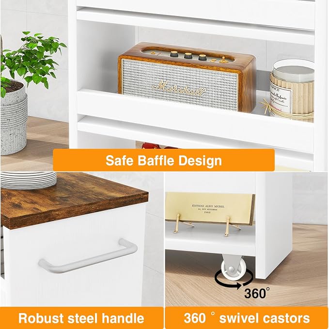 IBUYKE Slim Storage Cart 7.9" W, Rolling Kitchen Storage cart on Wheels - Image 6