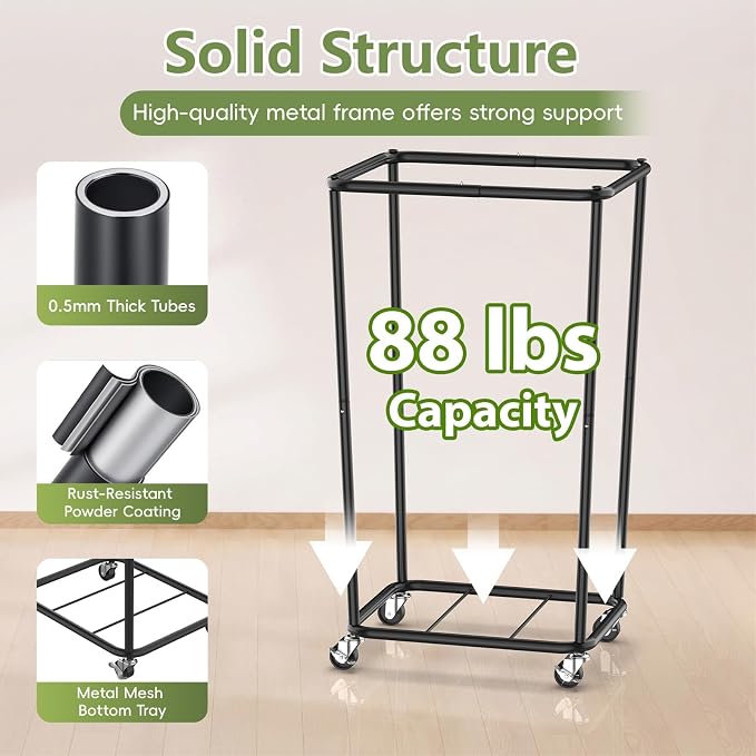 Laundry Hamper with Wheels and Lid, 110L Heavy Duty Rolling Laundry Basket - Image 4