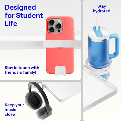 BedShelfie Bedside Shelf for Dorm Room Bunk Bed & Top Bunk, College Dorm Room - Image 4