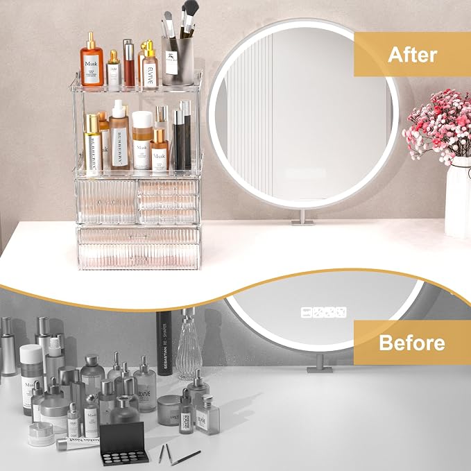 Acina Bathroom Countertop Organizers and Storage: 2-Tier 6-Drawer Makeup - Image 4