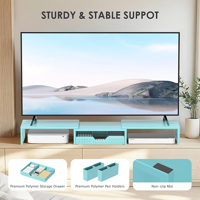 OPNICE Desk Organizers and Accessories, Dual Monitor Stand Riser - Image 8