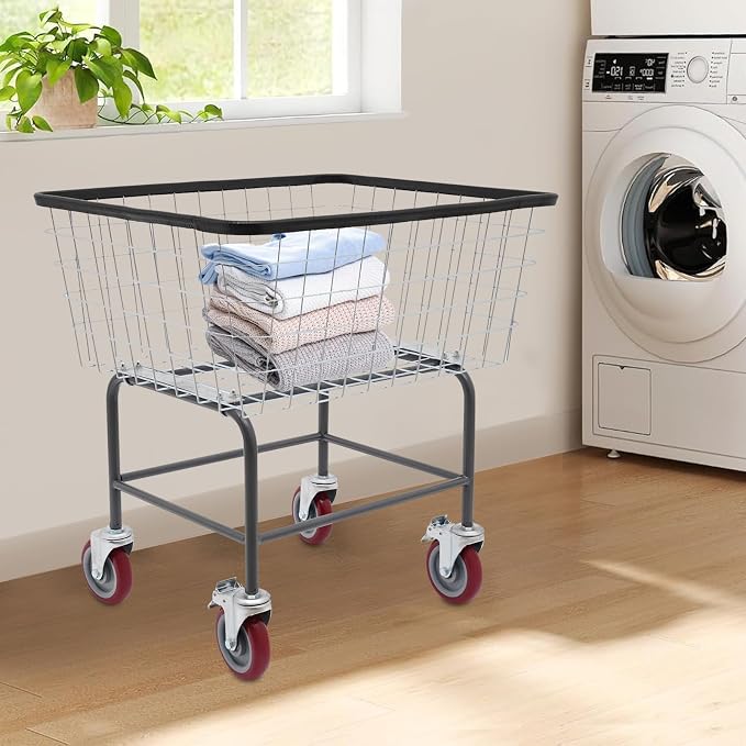 Heavy Duty Steel Wire Laundry Cart - Image 4