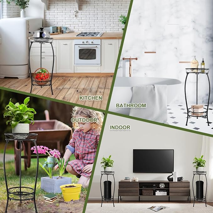 Plant Stand Indoor Outdoor 27.1'', 2 Tier Tall Metal Plant Stands, Heavy Duty - Image 8