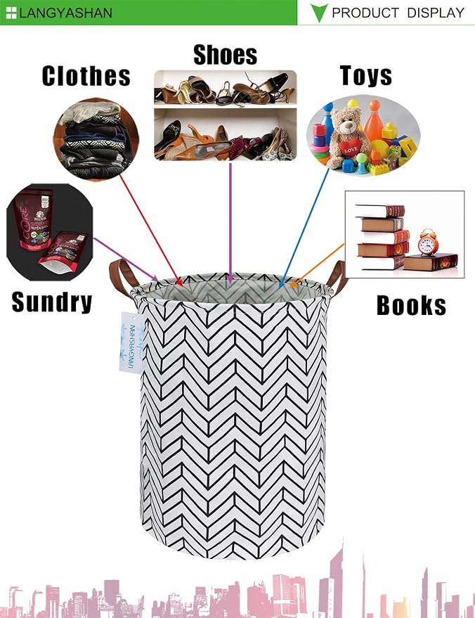 LANGYASHAN Laundry Basket Canvas Fabric Collapsible Organizer Basket - Image 6