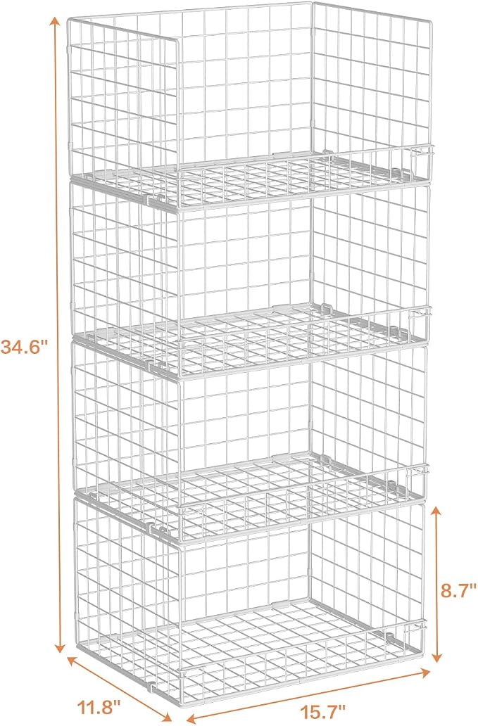 4-Tier Stackable Closet Organizers and Storage Basket, Foldable Closet Shelf - Image 3