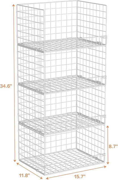4-Tier Stackable Closet Organizers and Storage Basket, Foldable Closet Shelf - Image 3