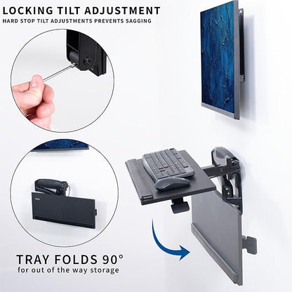 VIVO Sit-Stand 24 Inch Pneumatic Spring Keyboard and Mouse Tray Wall Mount - Image 5