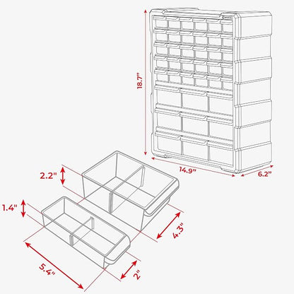 Small Parts Organizer for Hardware & Screws | 39 Removable Bins - Image 3