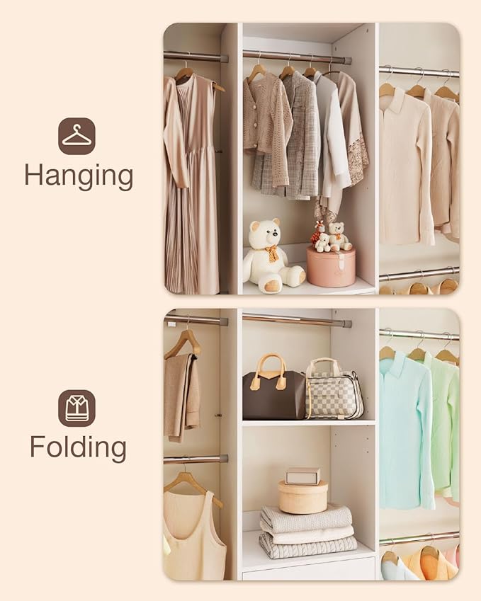 Closet System with Drawer, 5-8FT Closet Organizers System with 5 Adjustable - Image 3