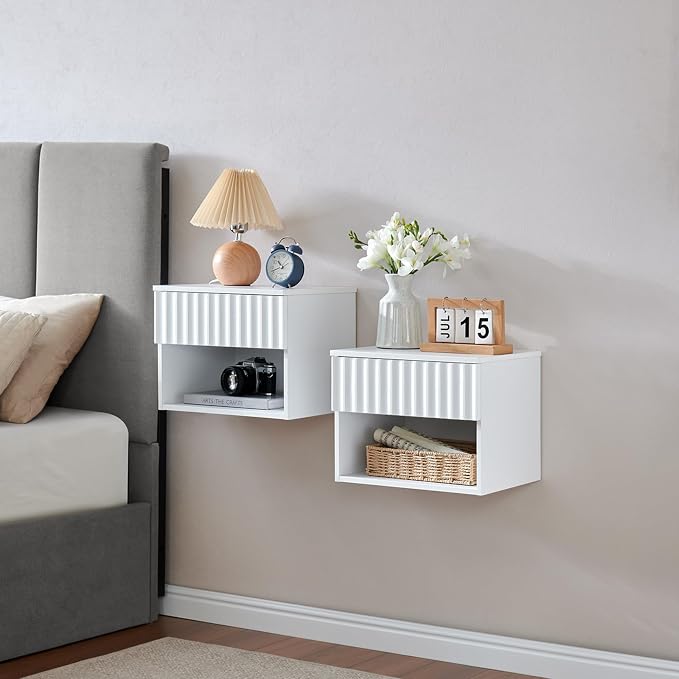 Floating Nightstand with Fluted Drawer by BuildHom