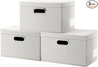 PRANDOM Storage Bins with Lids Linen Fabric Foldable Storage Boxes Organizer by Prandom