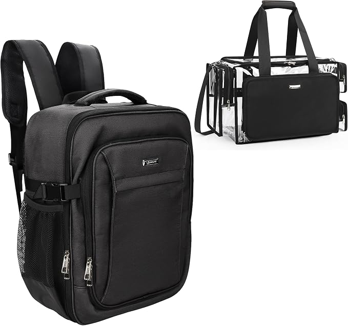 Relavel Professional Makeup Case Backpack and Large Clear Makeup Bag by Relavel