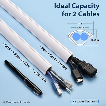 ZhiYo Corner Cable Hider for 2 Cords, Hide Wires in Wall Corners 85in White | 5 - Image 2