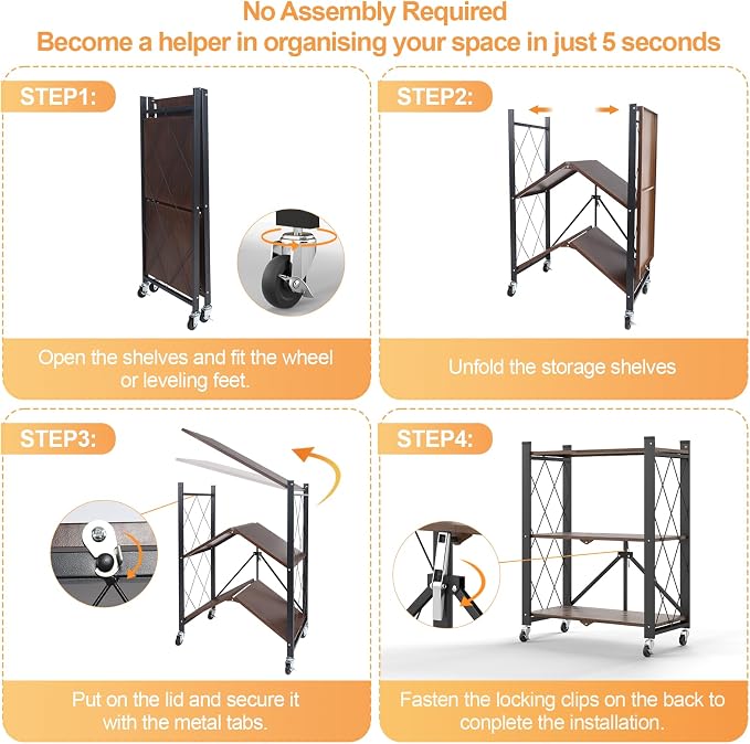 3 Tier Vintage Multifunctional Folding Shelf - Image 9