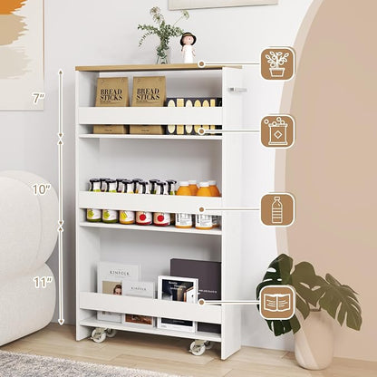 Slim Rolling Storage Cart, 4 Tier Narrow Kitchen Cart - Image 8