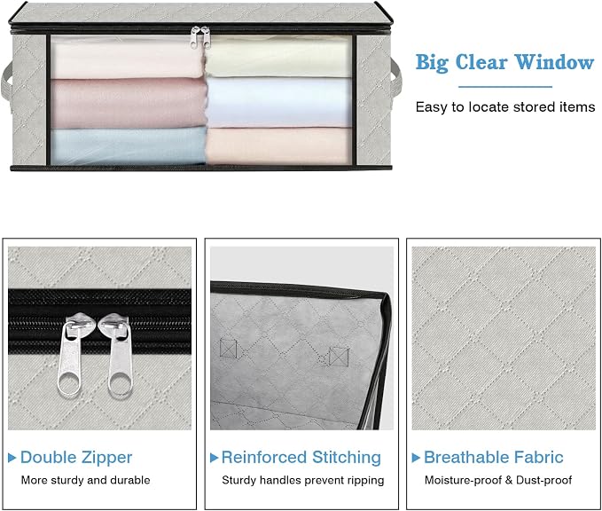 HomeHacks Storage 3-Pack Clothes Organizer Storage Bags Foldable Storage Box - Image 4