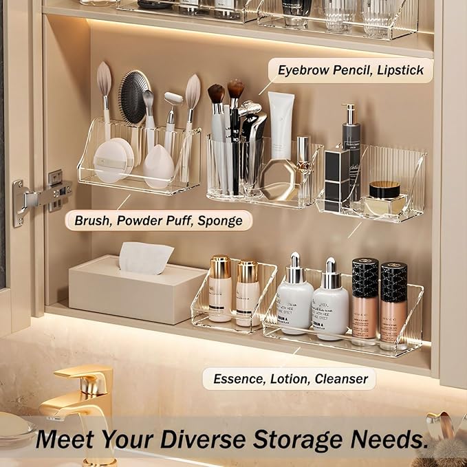 6 Pcs Medicine Cabinet Tray Organizer, Bathroom Vanity Toilet Cabinet Inside - Image 2