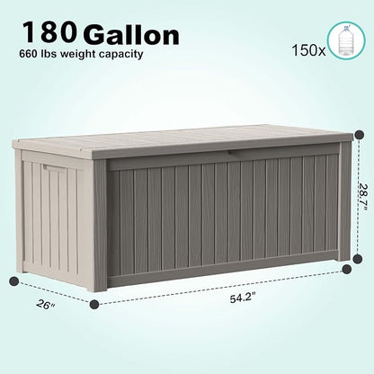 EasyUp 180 Gallon Deck Boxes Waterproof, Outdoor Large Storage Boxes - Image 2