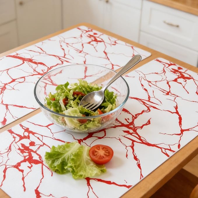 Red Marble Pattern Shelf Liner, Non-Adhesive Non-Slip Thickened Drawer Liner - Image 2
