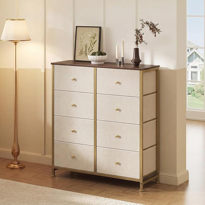 Sweetcrispy 8 Drawer Dresser for Bedroom, Organizer Storage Drawers, Khaki | - Image 2