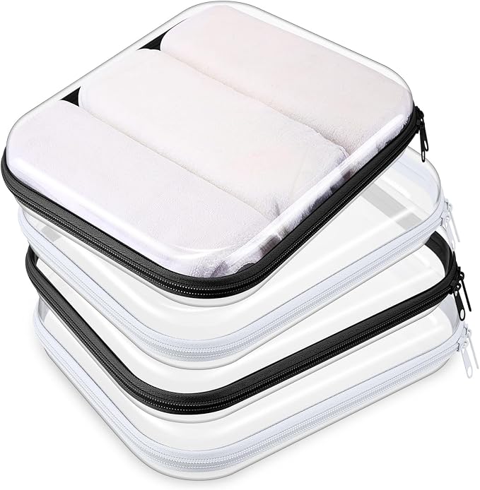 Hoolerry 4 Pcs Hard Clear Zipper Case Makeup Bags Plastic Pencil Pouch by Hoolerry