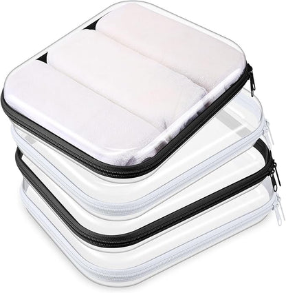Hoolerry 4 Pcs Hard Clear Zipper Case Makeup Bags Plastic Pencil Pouch by Hoolerry
