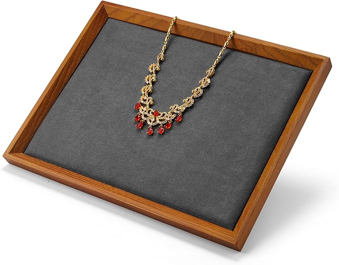 Oirlv Solid Wood Flat Jewelry Tray, Rectangle Jewelry Display Tray, Drawer - Image 6