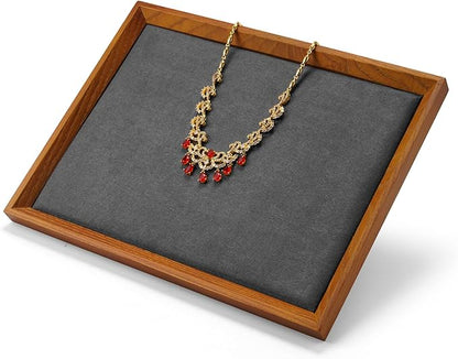 Oirlv Solid Wood Flat Jewelry Tray, Rectangle Jewelry Display Tray, Drawer - Image 6