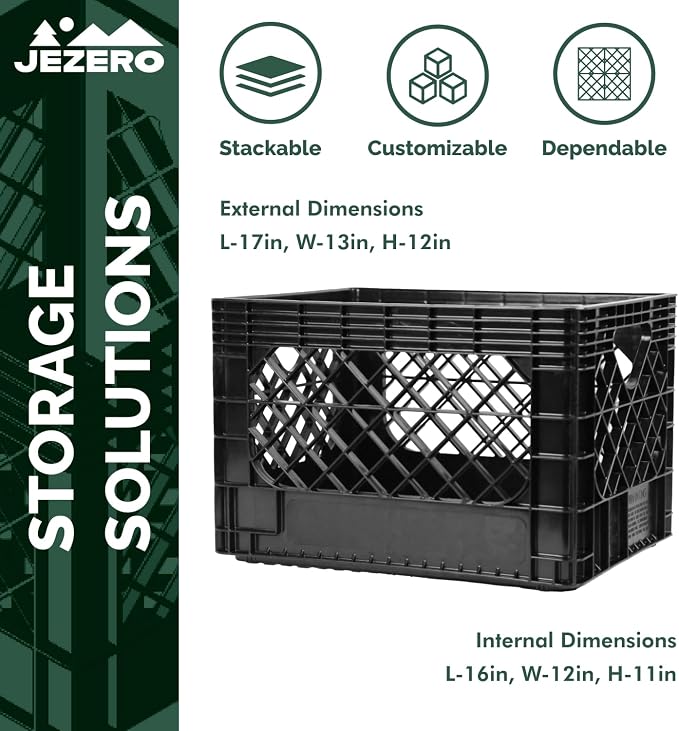 JEZERO 20 Quart 3-Pack Heavy Duty Plastic Crate | Stackable Multi-Purpose - Image 2