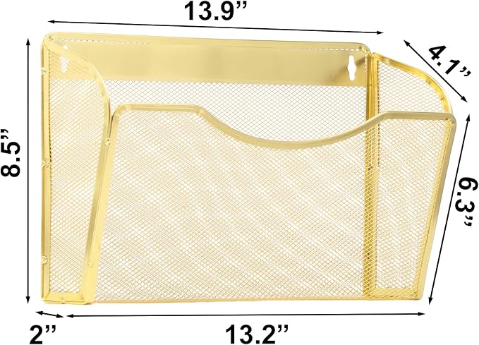 EASEPRES 3 Single Pocket Mesh Hanging File Organizer, Vertical Wall Mounted - Image 2